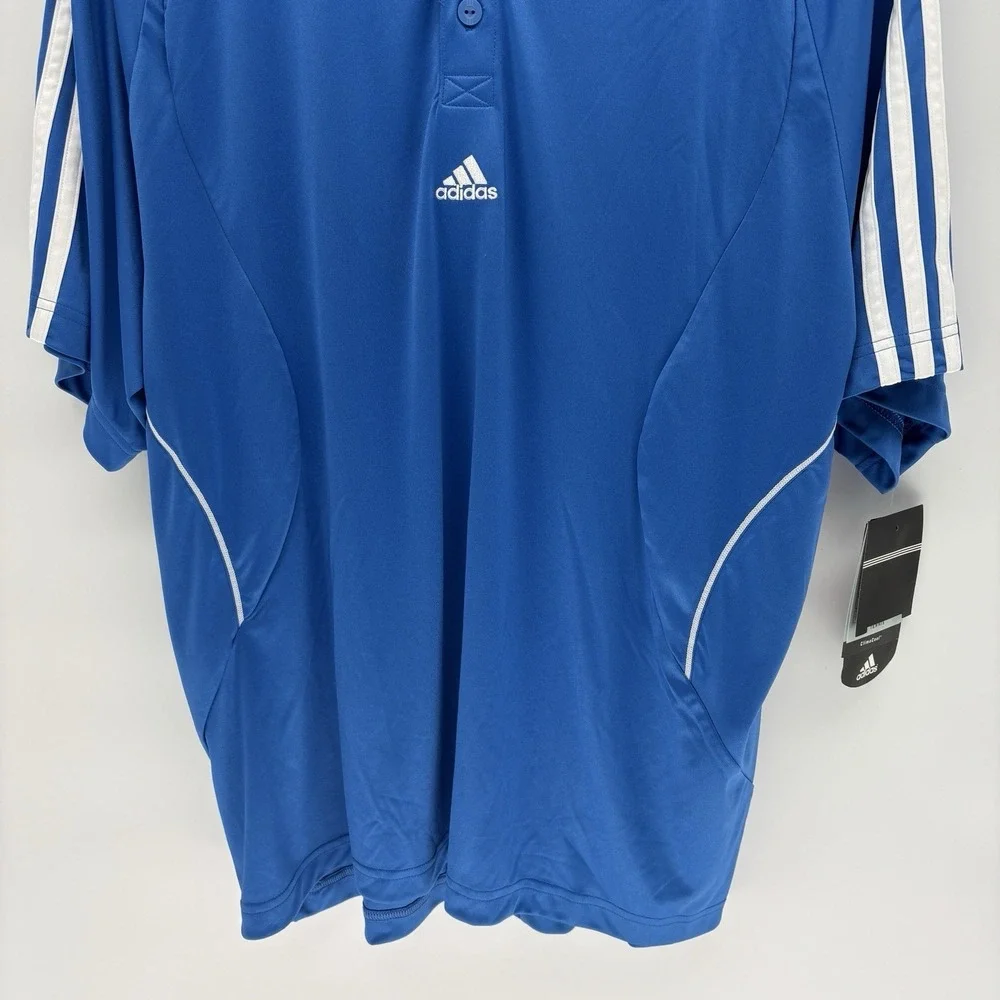 Adidas Clima Cool 365 Blue Polo Shirt‎ Athletic Performance Stripes Men  L